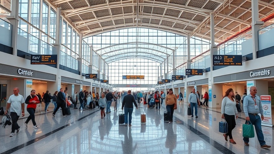 Busy airport terminal during spring break travel at Houston airports.