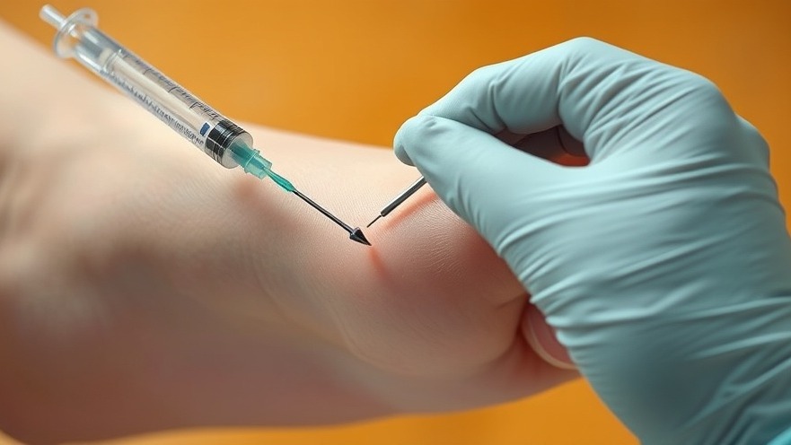 Hypodermic needle treatment for foot pain solutions in aging feet.