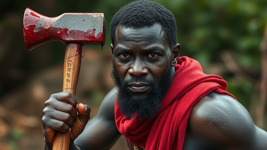 Black Haitian man holding a bloody hammer, linking to the Illegal Immigrant Crime Debate.