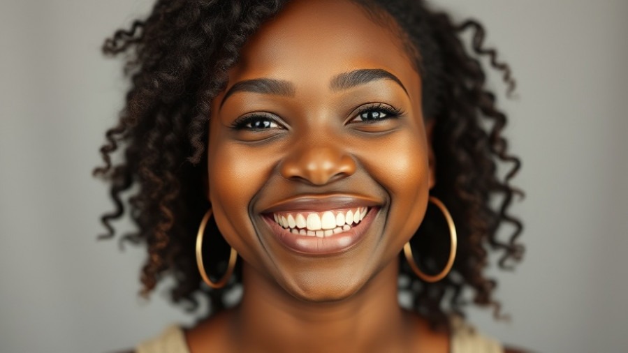 Happy young black woman embracing self care practices for mental health support.