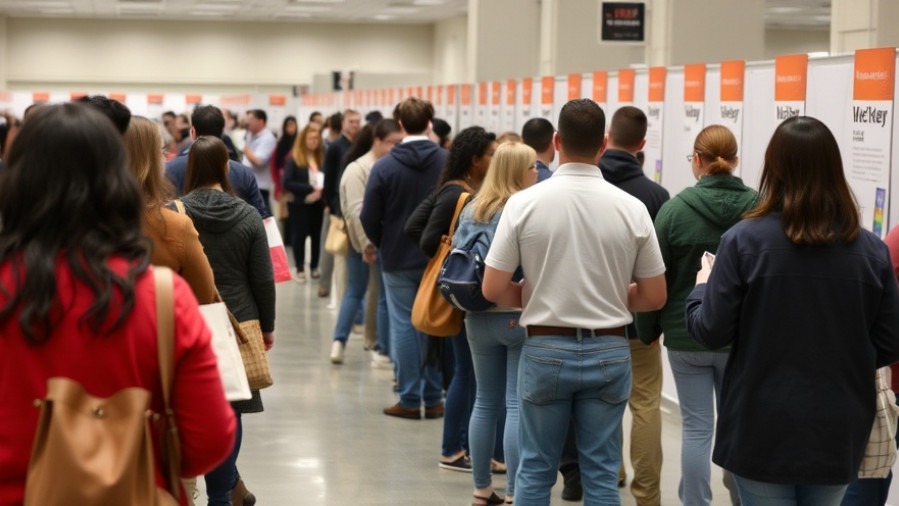 Job seekers at a job fair showcasing Houston job market trends.