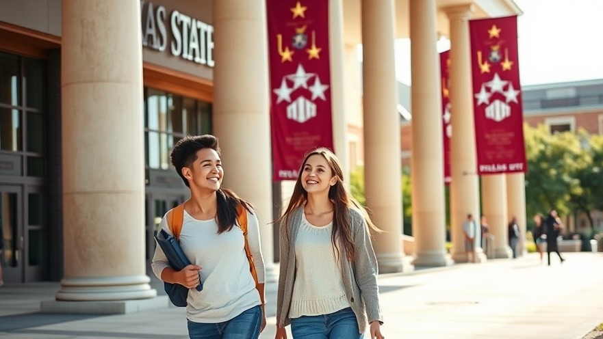Two students at Texas State University discuss amidst vibrant campus life highlights.