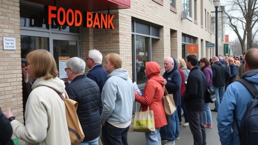 People outside a food bank amid SNAP funding challenges during government shutdown.