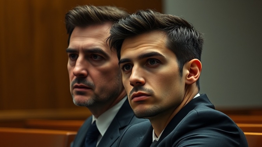 Young man in courtroom attire focused on Brian Thompson murder case defense.