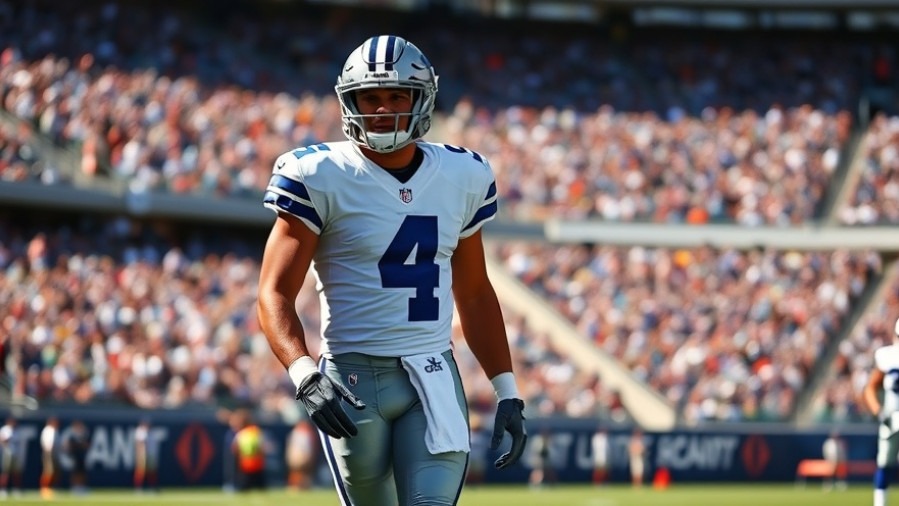 Focused Dallas Cowboys player in action, showcasing Dak Prescott's performance against Arizona Cardinals.