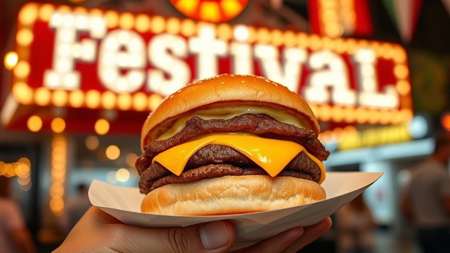 Delicious cheeseburger at a culinary festival NYC, showcasing vibrant flavors.