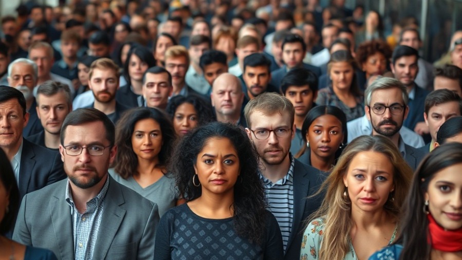 Diverse group of people observing healthcare reform news on obesity rates USA.