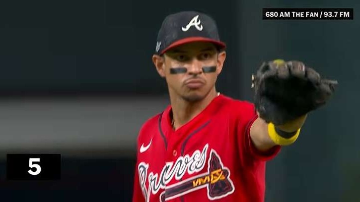 MLB playoffs highlights featuring excited baseball player celebrating.