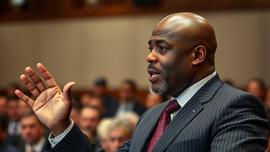 Bald Black man in a pinstripe suit discussing meritocracy and diversity policies.