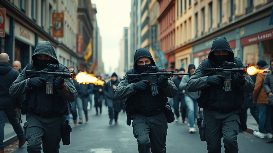 Terrorists in a crowded city street during Iran intelligence operations pose US national security threats.