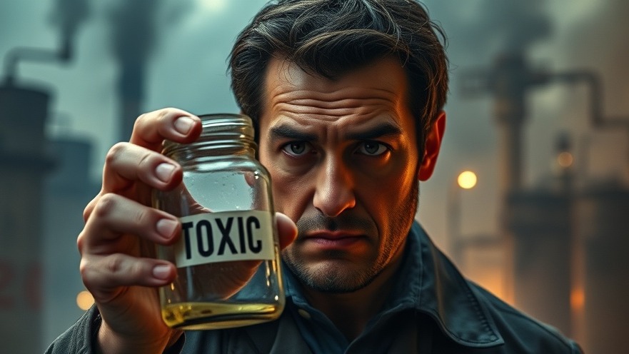 Concerned man holding 'toxic' jar, emphasizing mindful eating habits for healthy living in Houston.