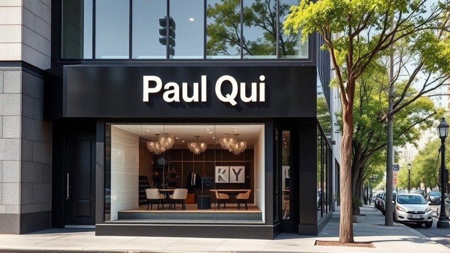 Modern storefront of 'Paul Qui' in Austin highlighting local business news.