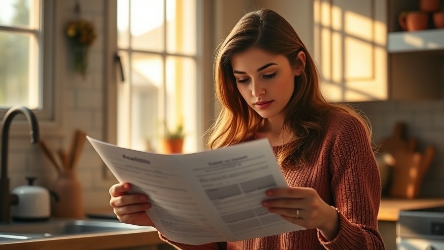 Young woman reviewing credit report in cozy kitchen, exploring consumer technology Dallas.