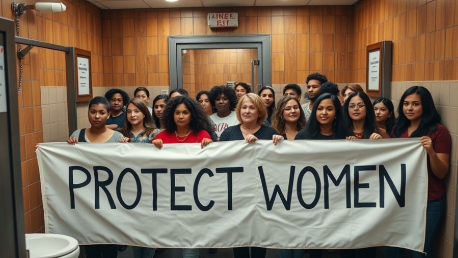 Diverse protestors with 'PROTECT WOMEN' banner advocating for transgender rights in Texas.