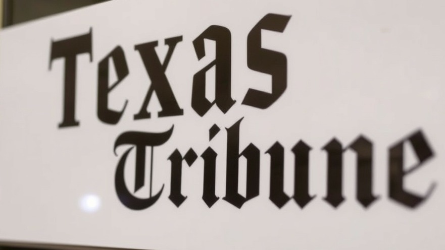 Texas Tribune sign representing Texas political news and investigative journalism.