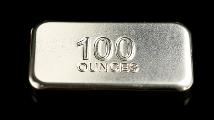 Shiny silver bar stamped '100 ounces' representing silver investment strategies