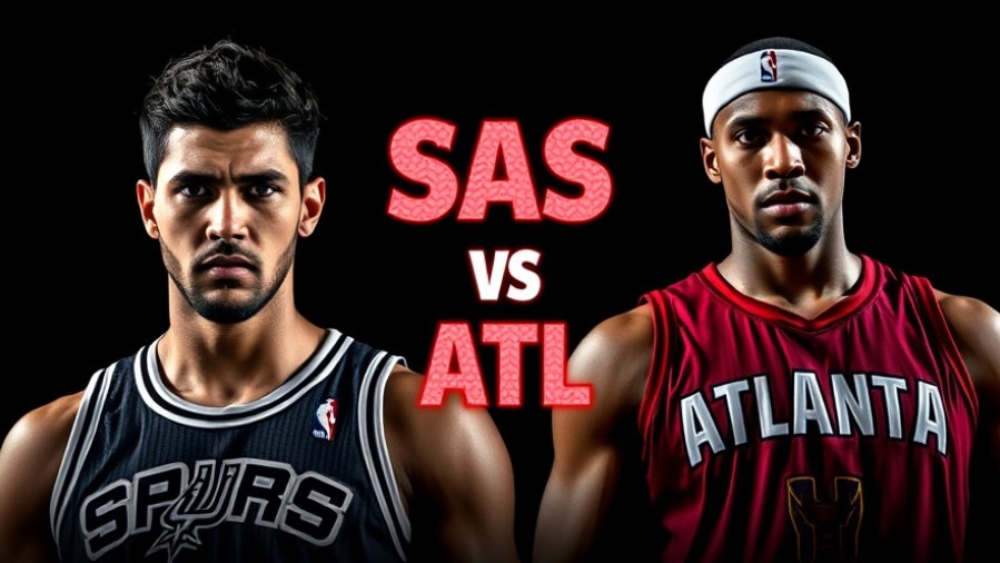 Intense NBA matchup SAS vs ATL showcasing Spurs and Hawks players, emphasizing San Antonio sports culture.