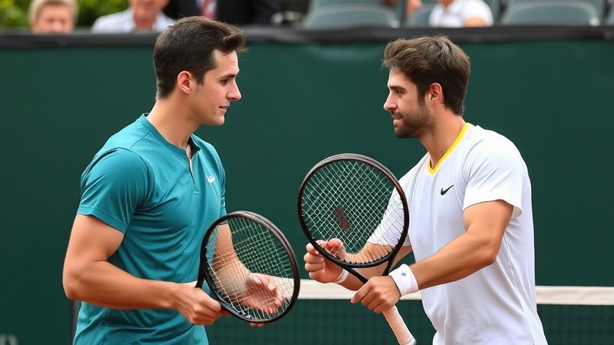 Two male tennis players celebrating their achievements, showcasing familial support in sports.
