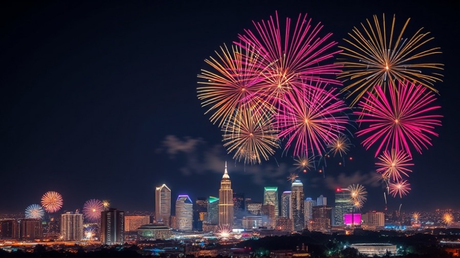 Vibrant San Antonio nightlife with fireworks over downtown skyline, photorealistic capture.