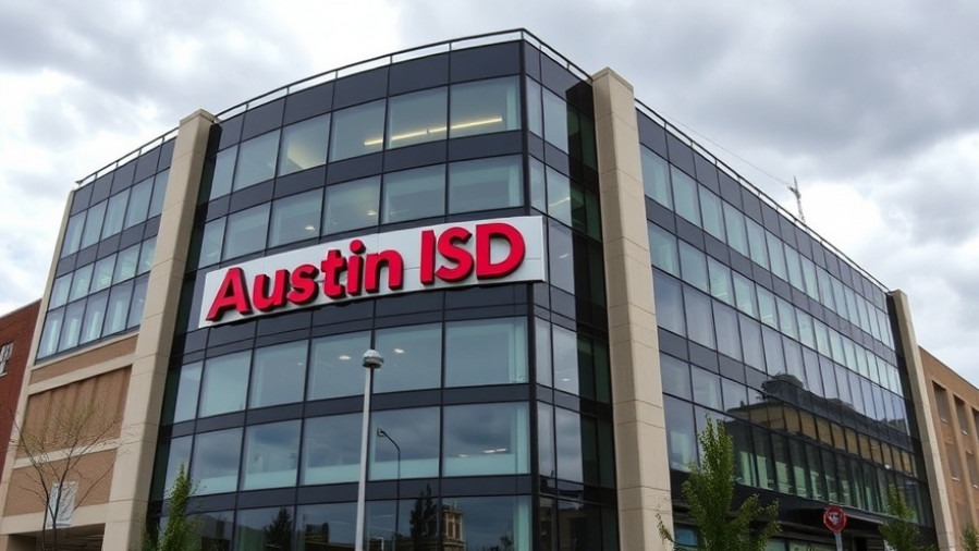 Modern Austin ISD office building reflecting clouds, a symbol of Austin school district news.
