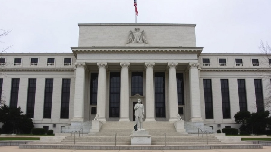 Federal Reserve building in DC reflecting interest rate hold and Fed policy updates for the US economy January 2026.