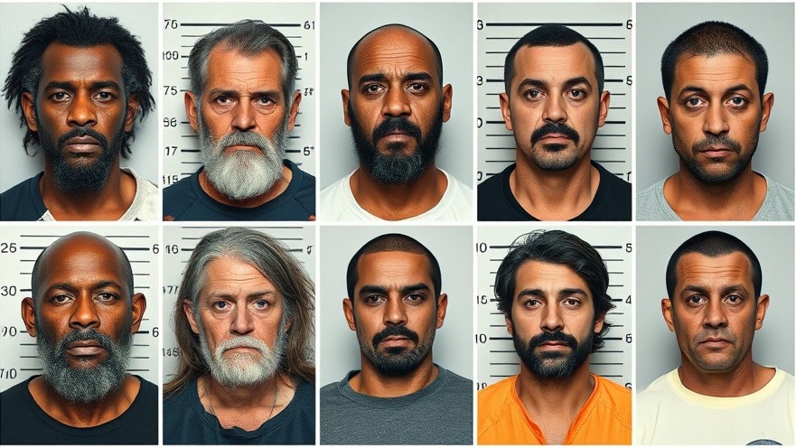 Mugshots of individuals illustrating complex immigration issues and public discourse on immigration policy.