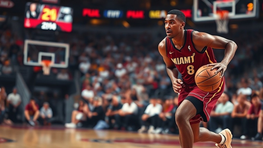 Photorealistic image of NBA player dribbling on court, vibrant with focus. Terry Rozier arrest looming in background.