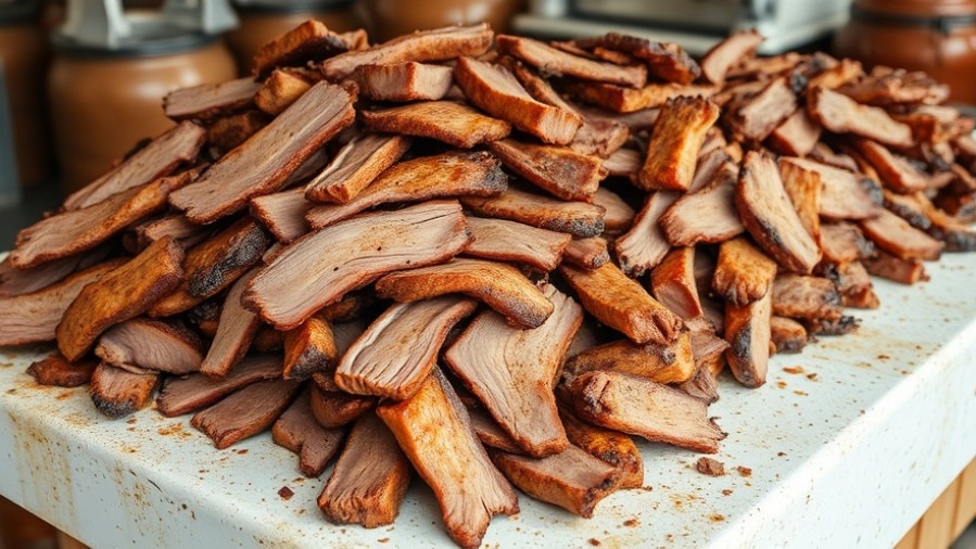 Delicious cooked briskets on a table, highlighting local community crime updates in Buda theft news.