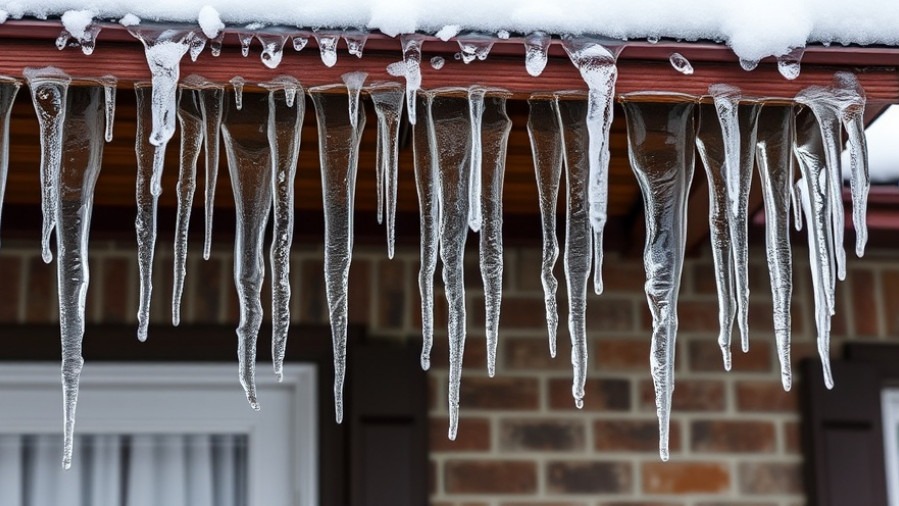 Icicles from eaves highlight winter storm safety tips to protect your home from cold.