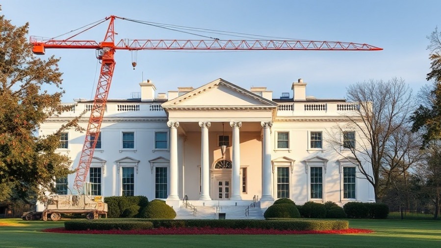 White House under construction crane, highlighting historical preservation efforts amid Trump news.