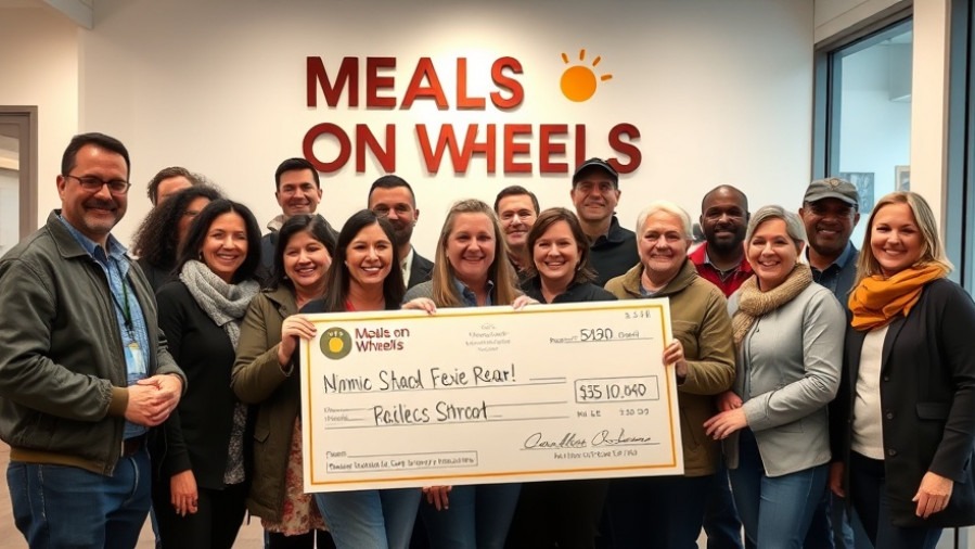 Smiling diverse group celebrating San Antonio community support for senior meal delivery.