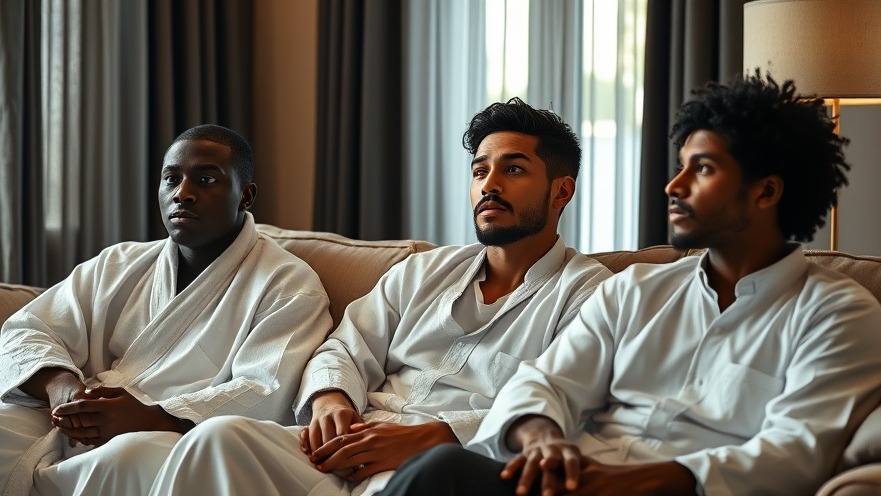 Contemplative scene from the comedy series Hulu, featuring stars of season two Deli Boys.