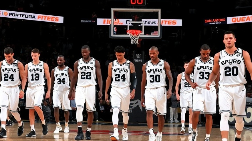 San Antonio Spurs players in white uniforms leaving the court after a tough NBA game recap.