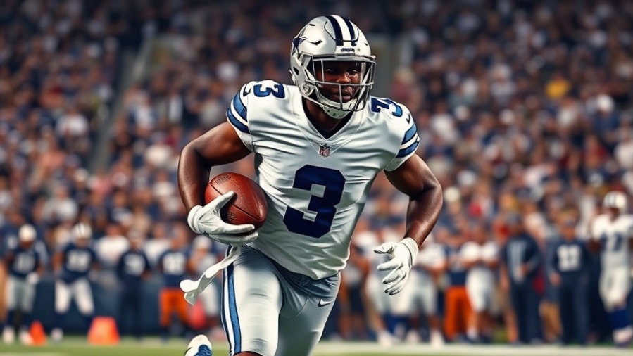 Dynamic shot of George Pickens in #3 Dallas Cowboys uniform, showcasing NFL draft outlook.