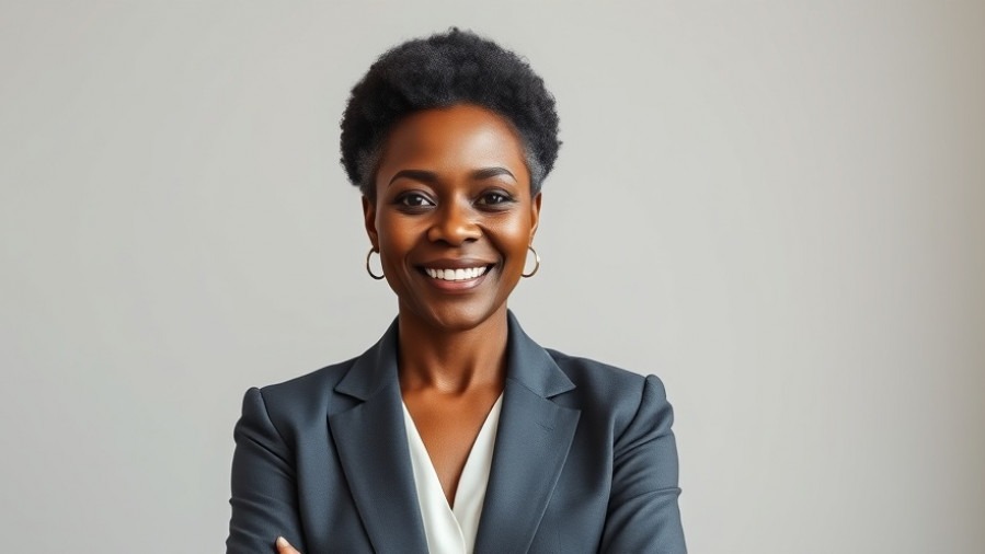 Smiling senior black woman in professional attire, embodying sleep tips for mental health.