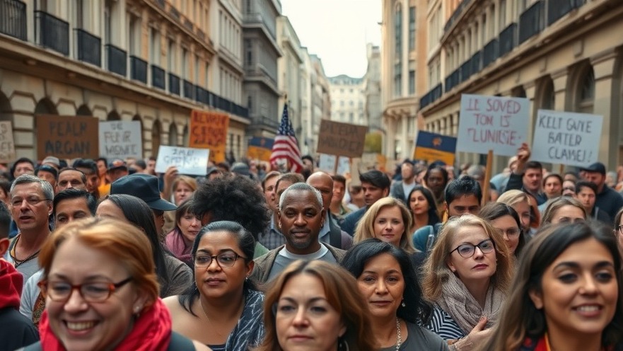 Diverse crowd marching for religious freedom advocacy against Christian persecution.