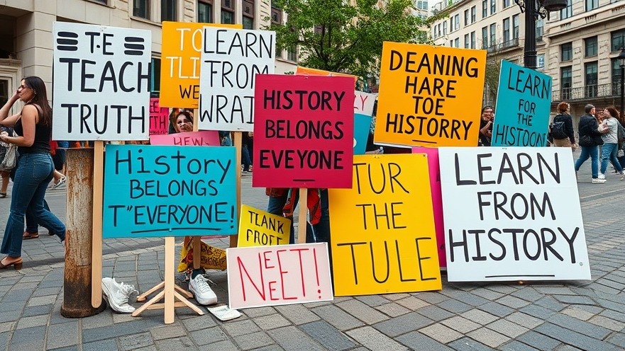 Vibrant protest signs promoting education in Austin, showcasing messages like 'Teach the Truth'.