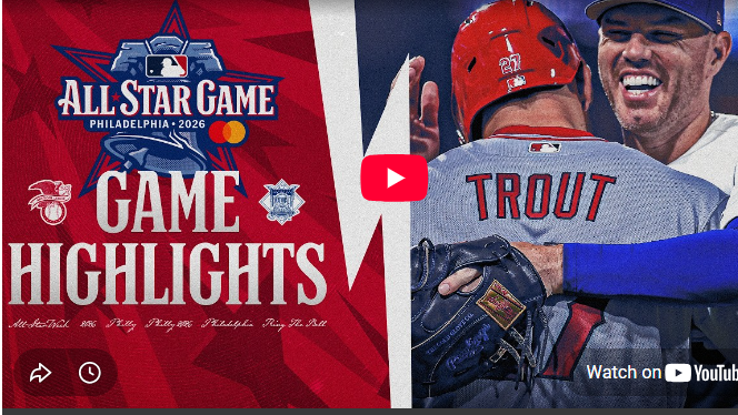 2026 MLB All-Star Game Highlights graphic with players hugging
