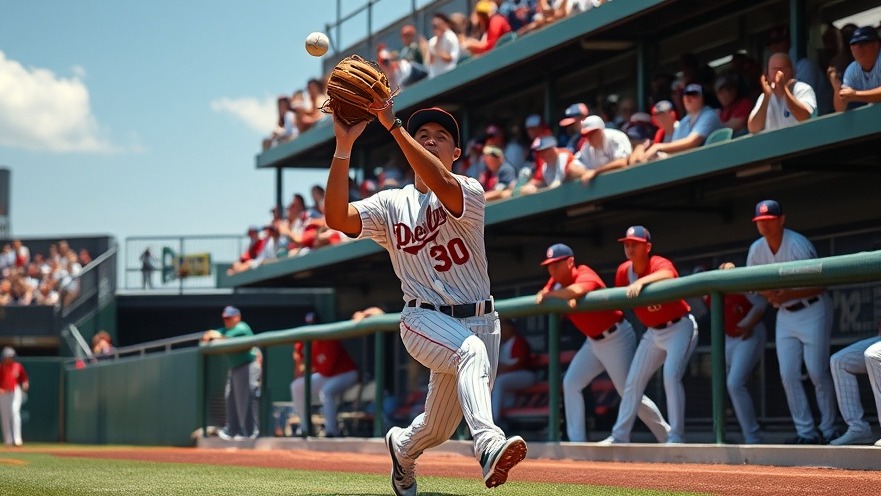 Dynamic baseball player making a catch, vibrant colors, photorealistic action.