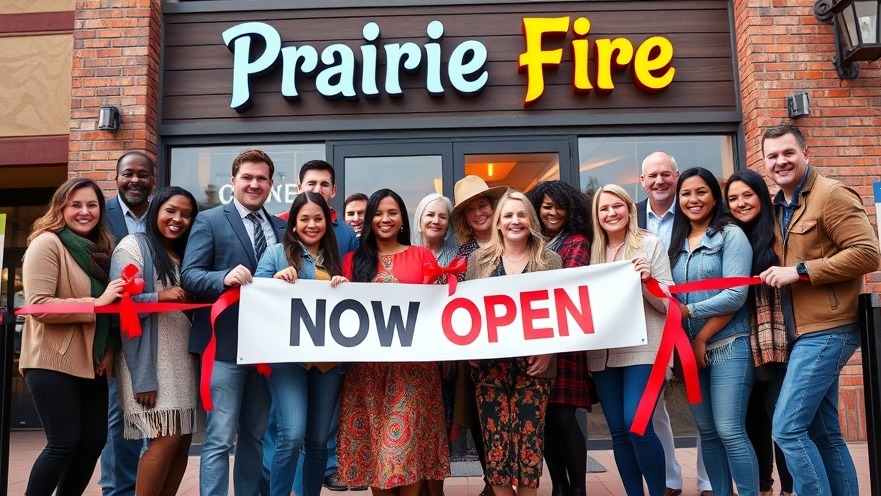 Diverse group celebrating hair loss support at Prairie Fire's grand opening.