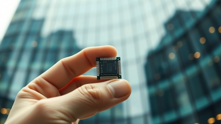 Microchip in hand symbolizes Dallas job growth in Fort Worth's tech industry.