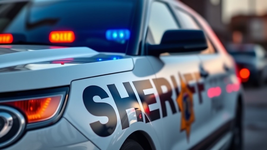 Close-up of sheriff vehicle highlighting transparency in law enforcement, vibrant lights.