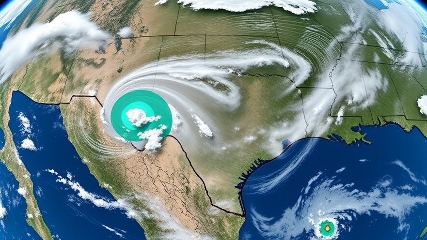 Detailed San Antonio summer forecast map showing rain chances and Gulf low pressure system.