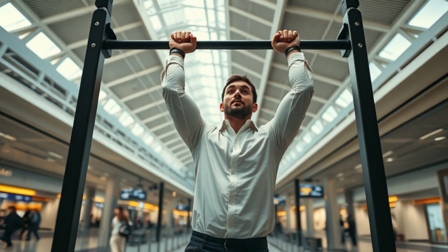 Man exercising at family-friendly airports, showcasing healthy airport food initiatives.