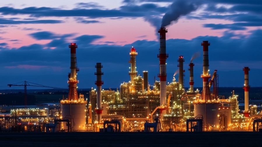 Vast oil refinery showcasing Venezuela oil reserves and U.S. foreign policy impact.