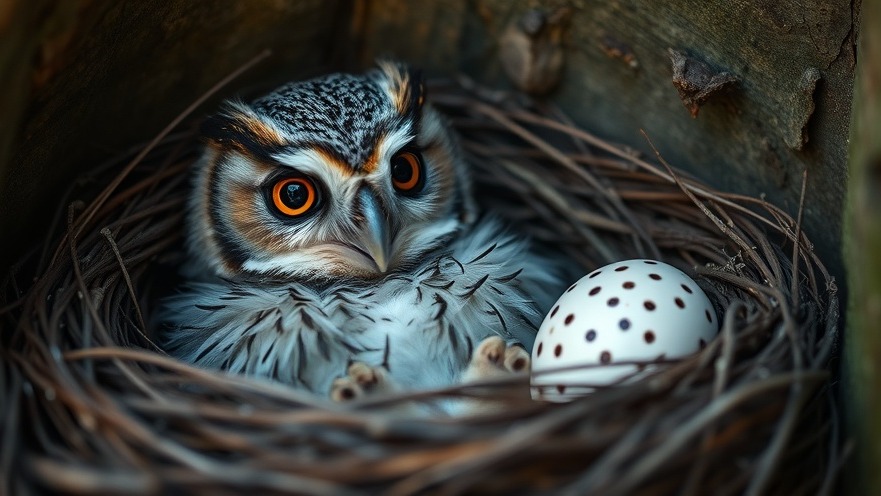 Baby owl in nest with an egg, highlighting austin breaking news on local wildlife.