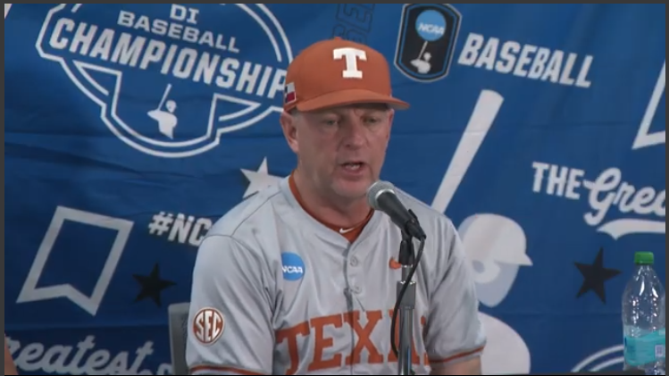 Baseball coach discusses team growth and super regional aspirations at press conference.