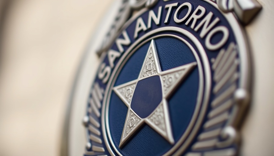 SAPD Stone Oak Incident police badge close-up.