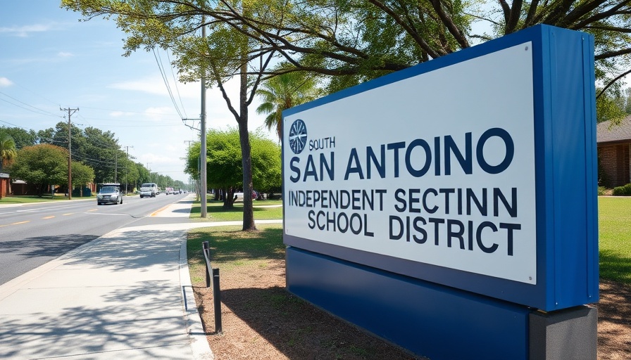 South San ISD Board Meeting location sign in suburban area