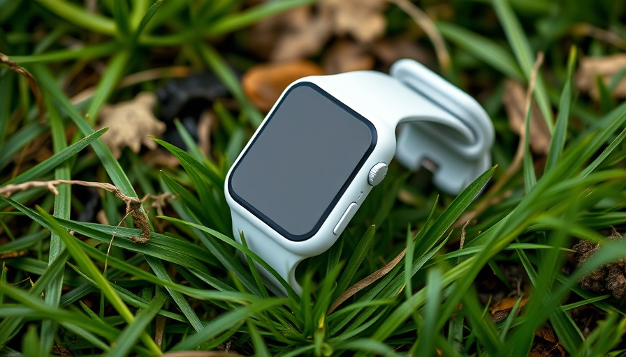 Sleek white fitness tracker on grass enhancing performance